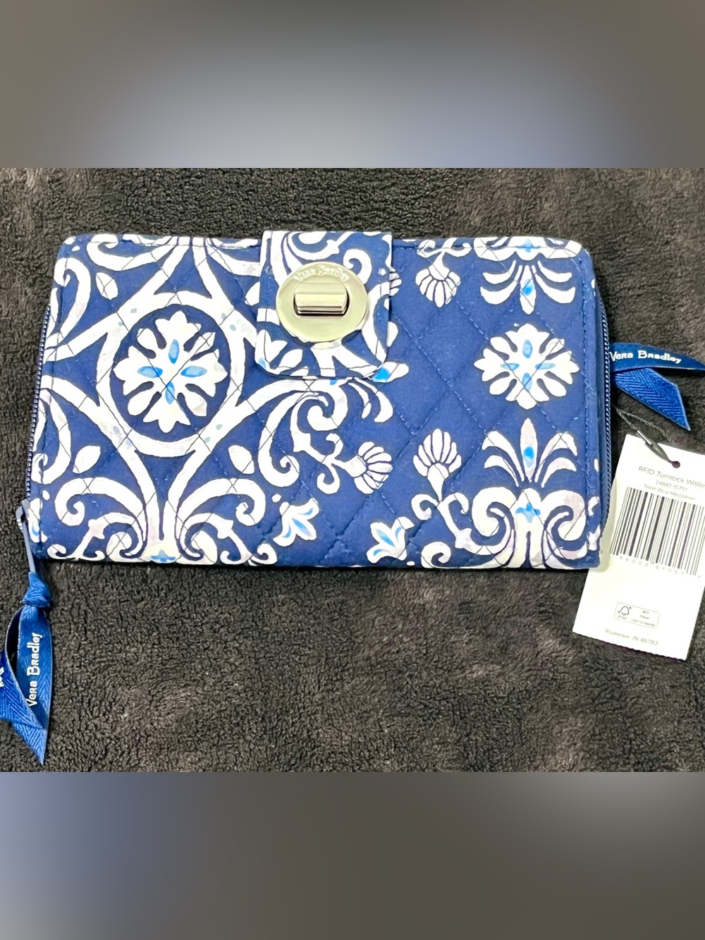 Vera Bradley Matching Quilted Crossbody Bag & Wallet Set - Blue Lagoon - Picture 5 of 7